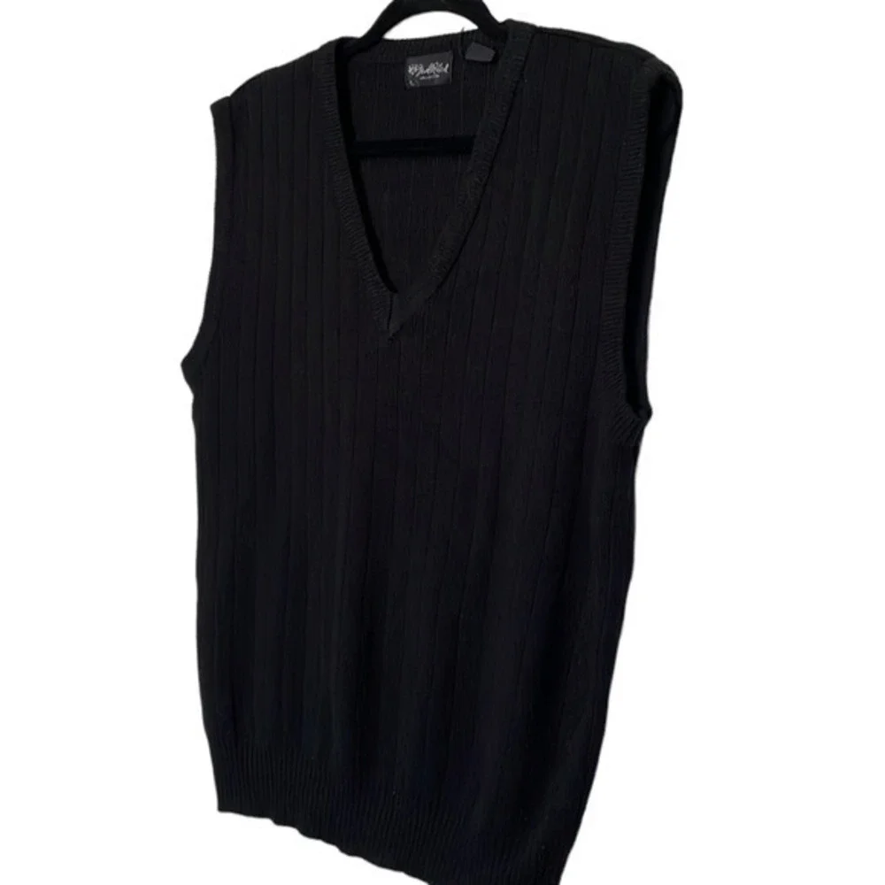 Men's Vintage David Robert Collection‎ Black Knit Vest Size Large (L)